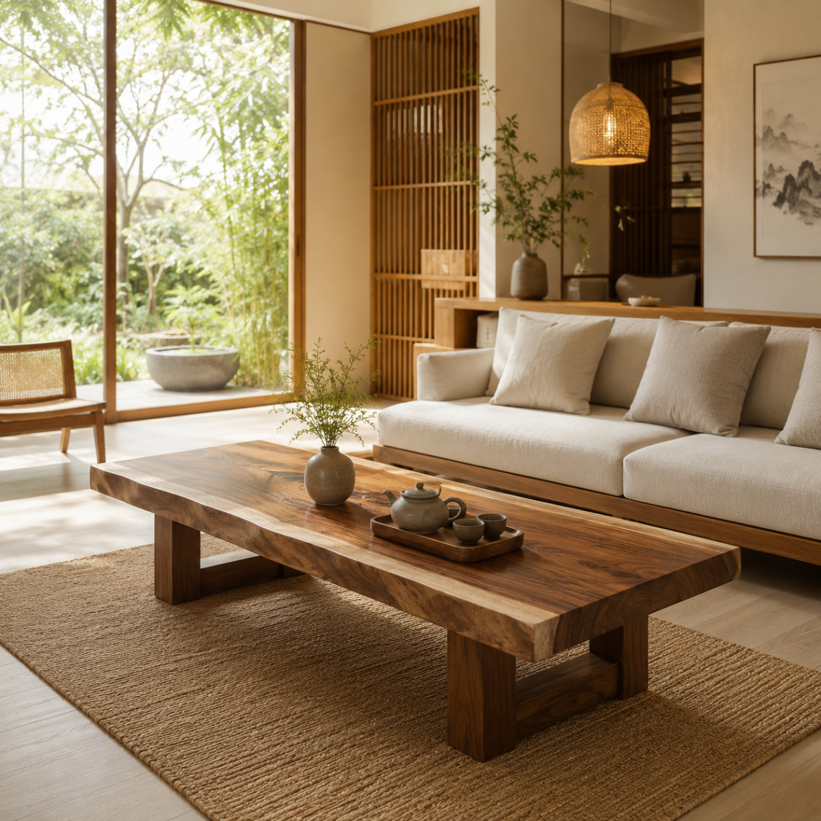 Bàn Trà Sofa Gỗ Me Tây Nguyên Khối Chữ Nhật Cao Cấp