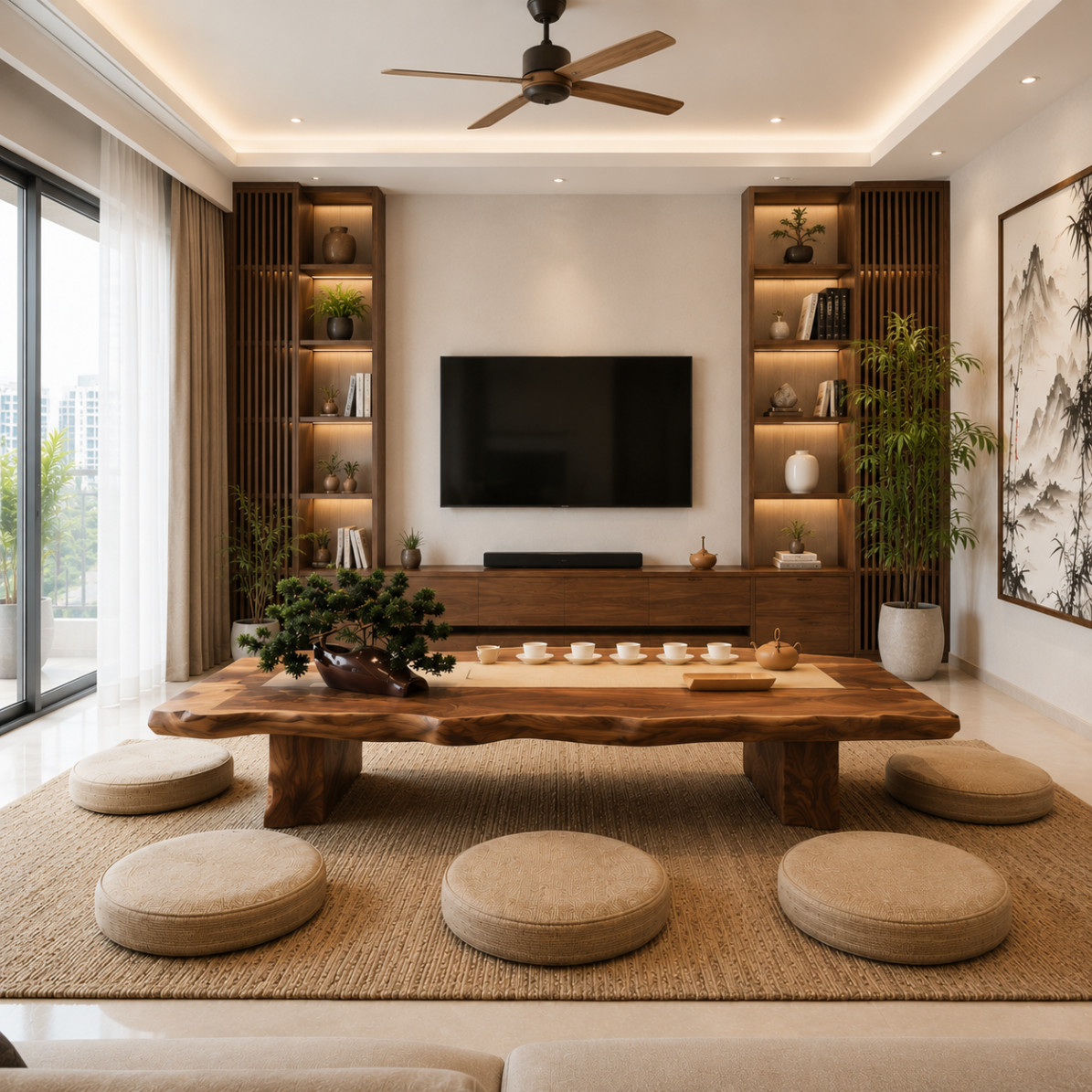 Bàn Trà Đạo Gỗ Me Tây Nguyên Tấm Khổ Lớn Cao Cấp